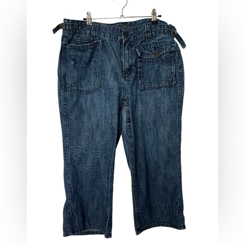 Lauren Jeans Co Ralph Lauren Wide Leg Cropped Jeans Blue Denim Size 12